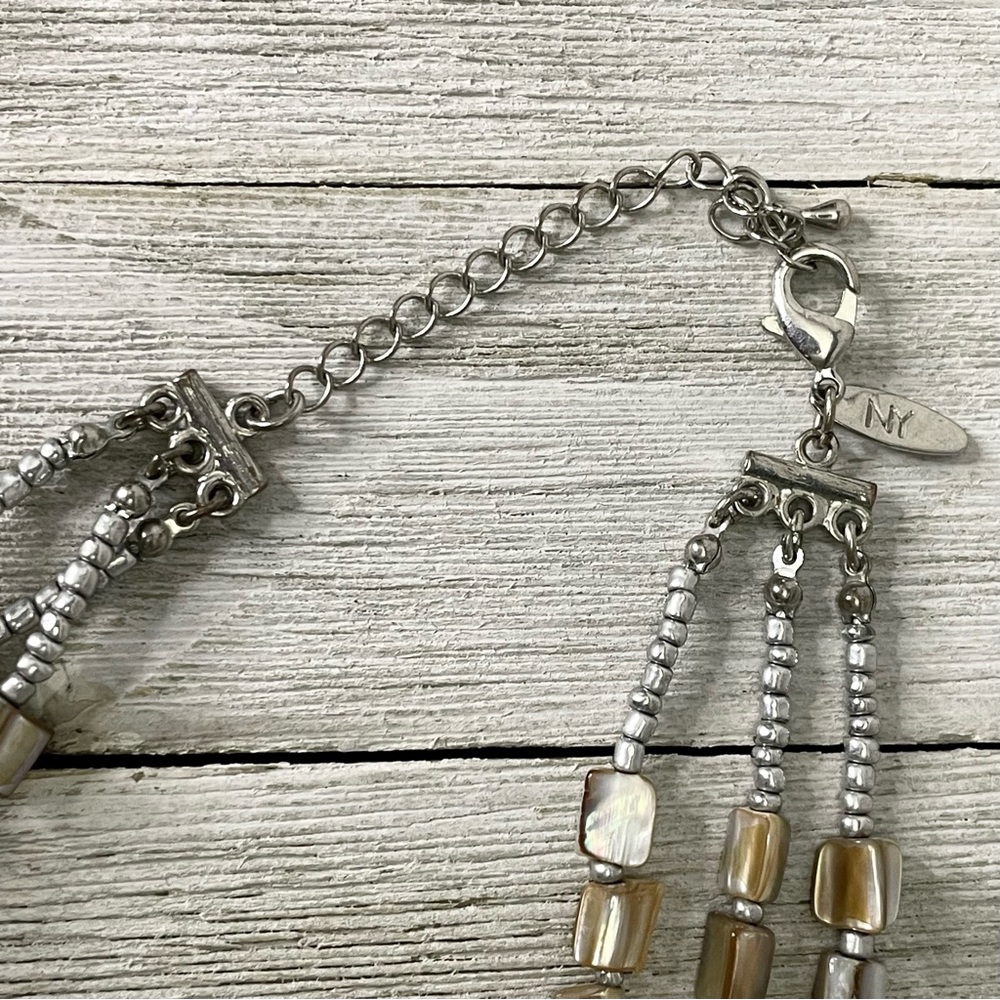 NEW YORK & CO Triple Strand Beaded Statement Piece Necklace - Picture 5 of 5